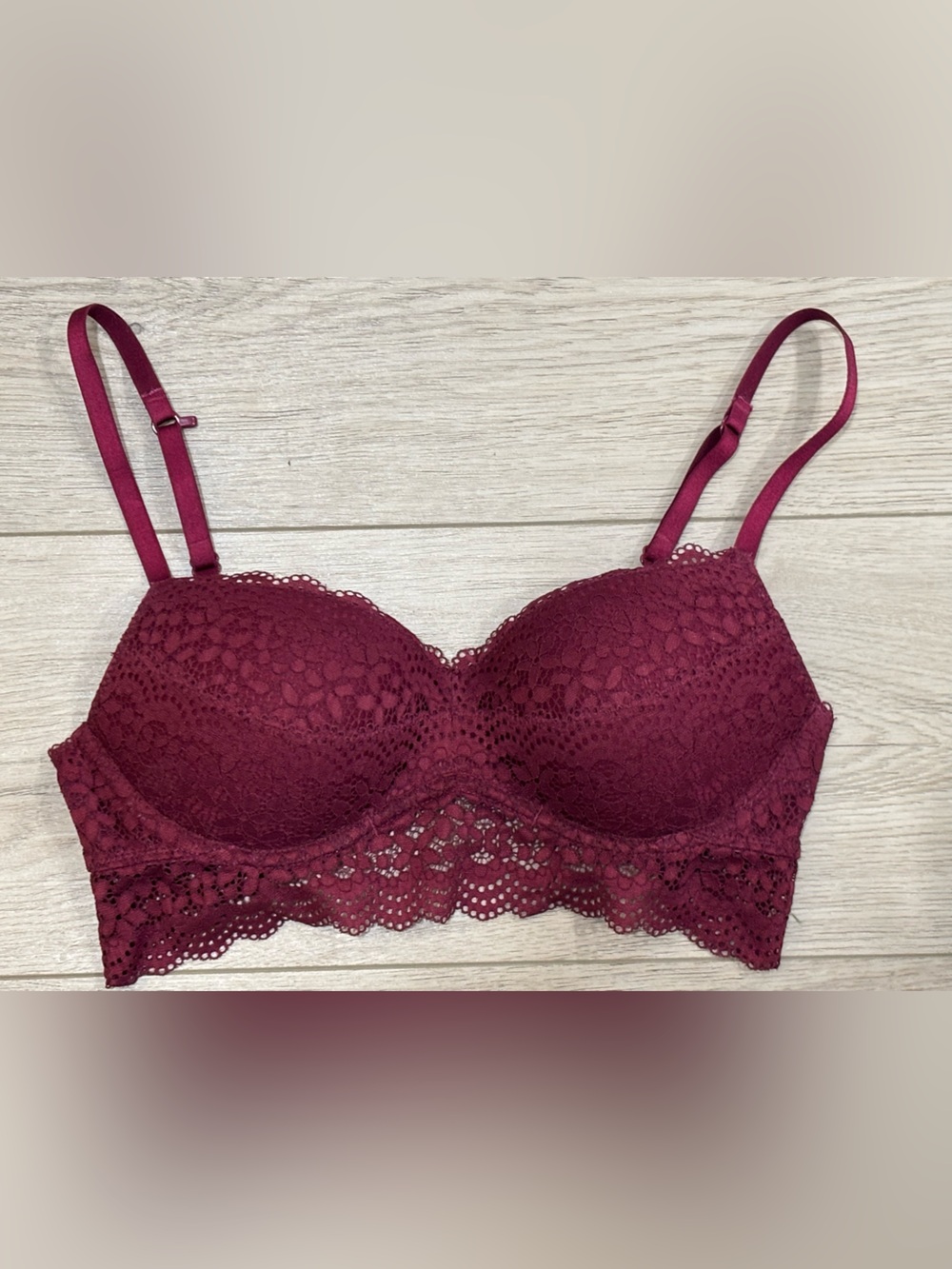 Xhilaration Lace Longline Push-Up Bra - Burgundy Wine